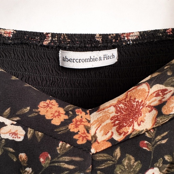 Abercrombie & Fitch Black Floral Spring Chiffon Cocktail Dress Size: L - Picture 3 of 5